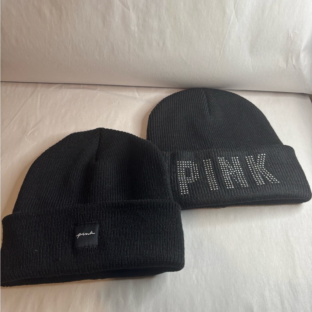 Victoria's Secret Black Beanie Set with Rhinestone Detail